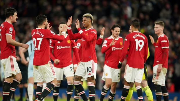 Manchester United celebrates, The Canadian Press Manchester United celebrates