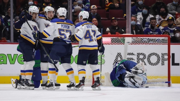 St. Louis Blues celebrate , The Canadian Press St. Louis Blues celebrate