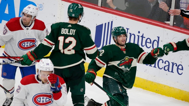 Wild celebrate vs. Canadiens, The Canadian Press Wild celebrate vs. Canadiens