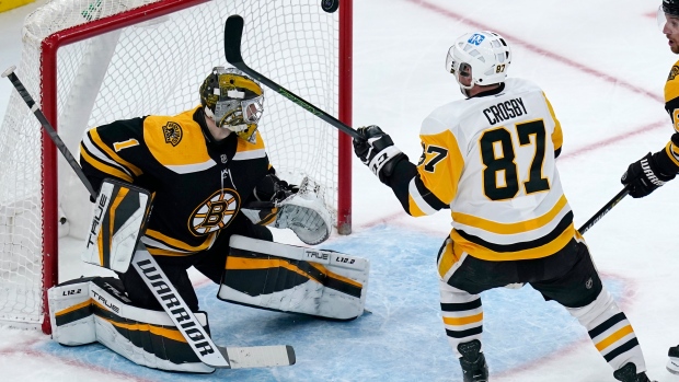 Sidney Crosby, Jeremy Swayman, The Canadian Press Sidney Crosby, Jeremy Swayman