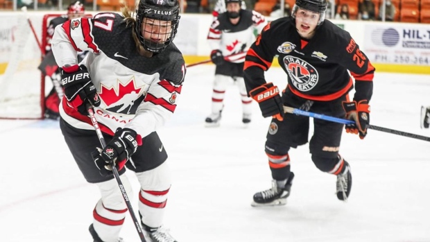 Canadian women's hockey team battle-tested for Beijing by men's Junior A teams Article Image 0, The Canadian Press Canadian women's hockey team battle-tested for Beijing by men's Junior A teams Article Image 0