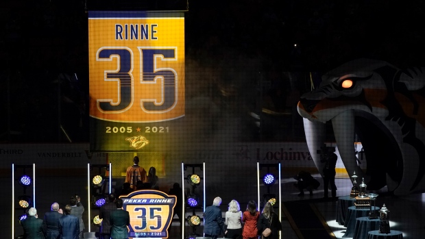 Pekka Rinne jersey retirement, The Canadian Press Pekka Rinne jersey retirement