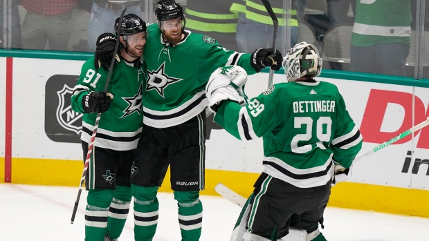 Tyler Seguin, Jani Hakanpaa, Jake Oettinger, The Canadian Press Tyler Seguin, Jani Hakanpaa, Jake Oettinger