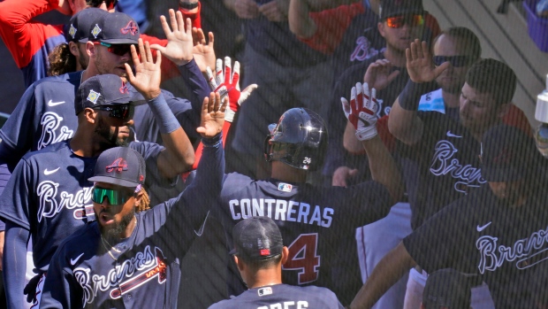 Atlanta Braves celebrate, The Canadian Press Atlanta Braves celebrate