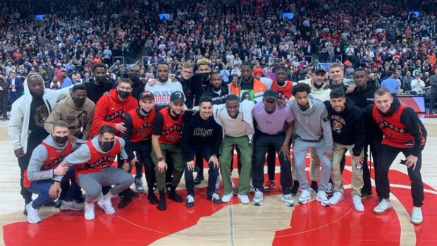Canadian men's soccer team at Raptors game , Soccer Canada Canadian men's soccer team at Raptors game
