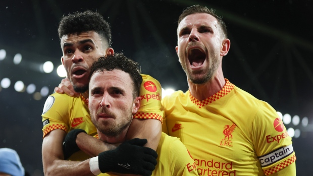 Diogo Jota Luis Diaz Jordan Henderson, The Canadian Press Diogo Jota Luis Diaz Jordan Henderson