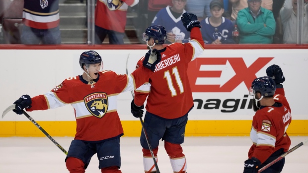 Florida Panthers celebrate, The Canadian Press Florida Panthers celebrate