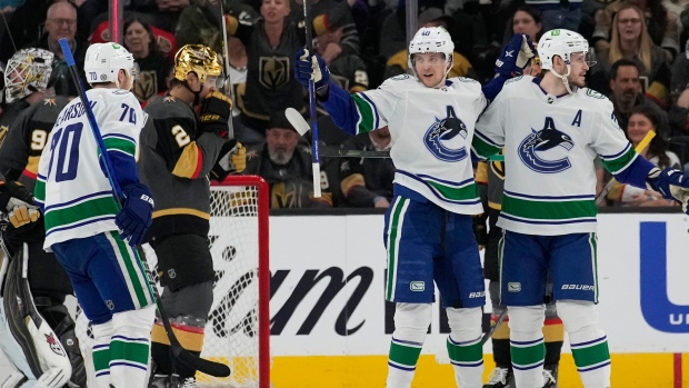 Vancouver Canucks celebrate, The Canadian Press Vancouver Canucks celebrate