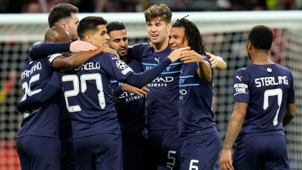 Manchester City players celebrate