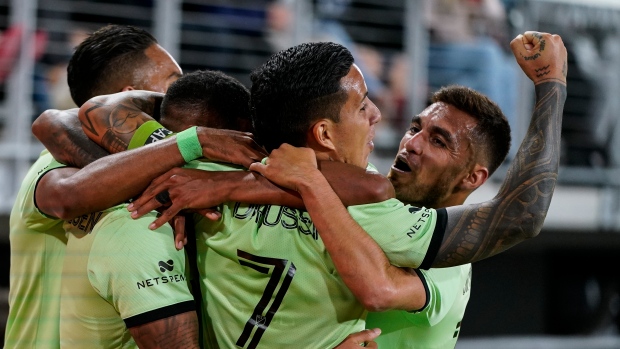 Ruben Gabrielsen, Austin FC celebrate