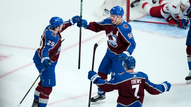 Colorado Avalanche celebrate, The Canadian Press Colorado Avalanche celebrate