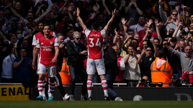 Arsenal celebrates, The Canadian Press Arsenal celebrates