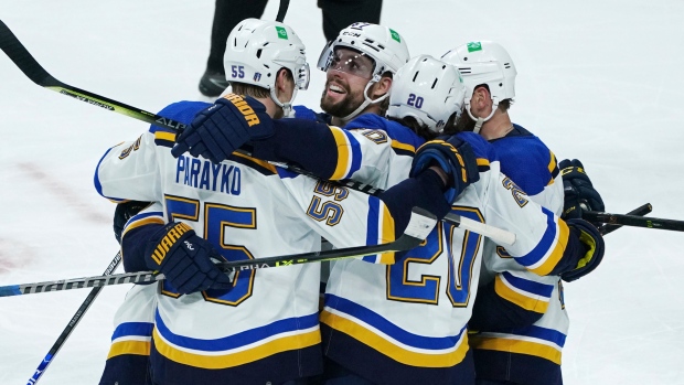 St. Louis Blues celebrate, The Canadian Press St. Louis Blues celebrate