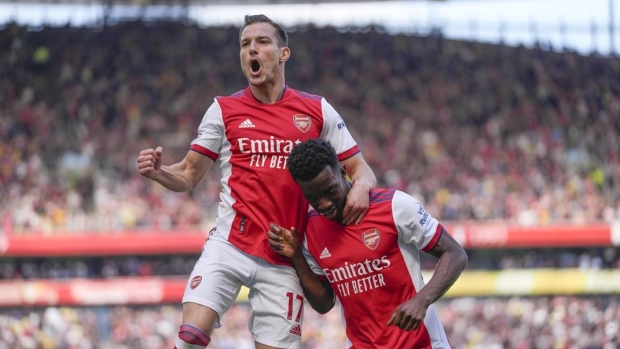 Arsenal celebrates, The Canadian Press Arsenal celebrates