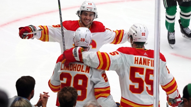 Johnny Gaudreau Elias Lindholm Noah Hanifin, Richard Rodriguez/Getty Images Johnny Gaudreau Elias Lindholm Noah Hanifin