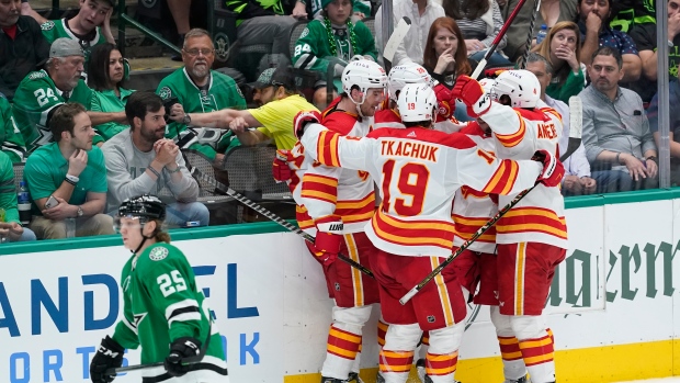 Calgary Flames celebrate, The Canadian Press Calgary Flames celebrate