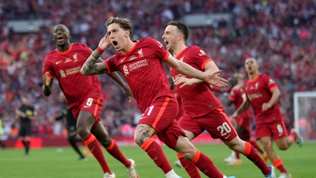Konstantinos Tsimikas, Liverpool celebrate, The Canadian Press Konstantinos Tsimikas, Liverpool celebrate