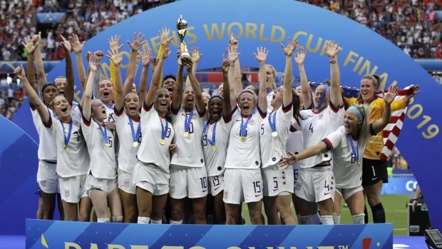 U.S. National Women's Team celebrates, The Canadian Press U.S. National Women's Team celebrates