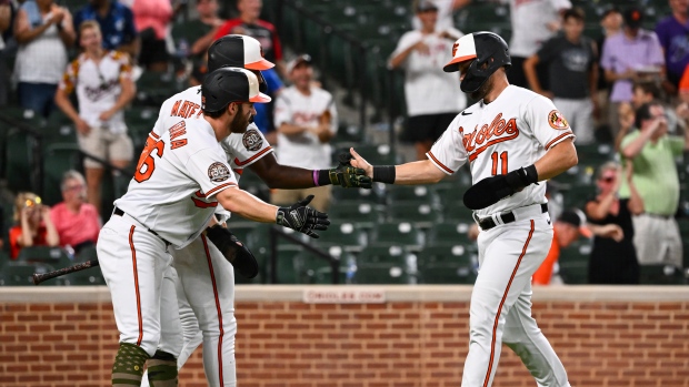 Baltimore Orioles celebrate, The Canadian Press Baltimore Orioles celebrate