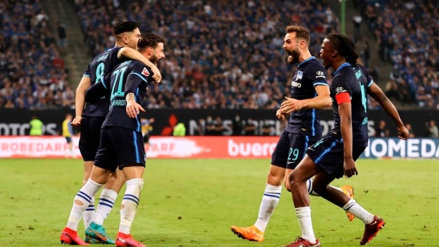Hertha Berlin celebrates, The Canadian Press Hertha Berlin celebrates