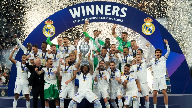 Real Madrid celebrates, The Canadian Press Real Madrid celebrates