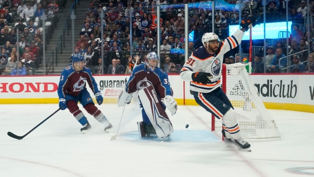 Evander Kane celebrates vs. Avalanche, The Canadian Press Evander Kane celebrates vs. Avalanche