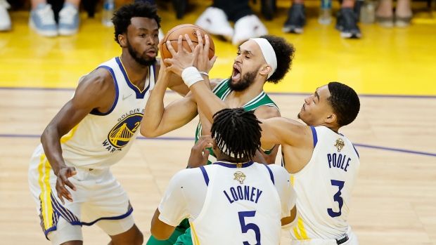 Derrick White Andrew Wiggins Kevon Looney Jordan Poole, The Canadian Press Derrick White Andrew Wiggins Kevon Looney Jordan Poole