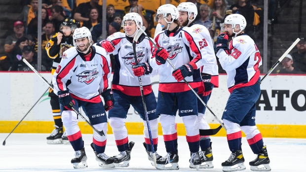 Windsor Spitfires celebrate , OHL Images Windsor Spitfires celebrate