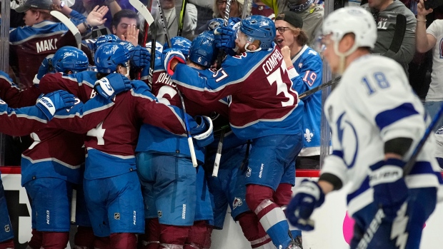 Colorado Avalanche celebrate , The Canadian Press Colorado Avalanche celebrate