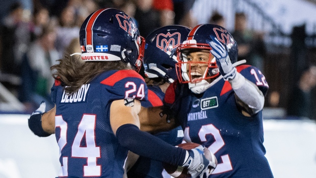 Marc-Antoine Dequoy (24), Alouettes celebrate