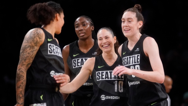 Sue Bird, Seattle Storm celebrate, The Canadian Press Sue Bird, Seattle Storm celebrate