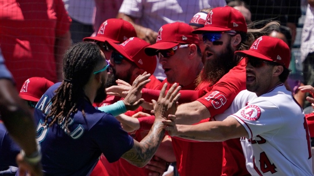 Los Angeles Angels Seattle Mariners brawl , The Canadian Press Los Angeles Angels Seattle Mariners brawl