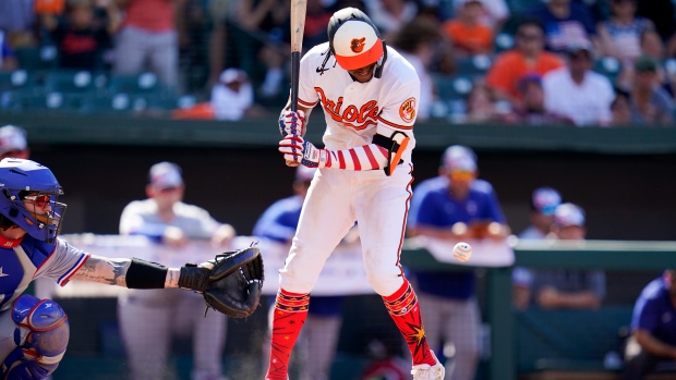O's beat Rangers on a hit batter, 37-44 at midpoint