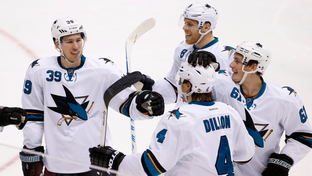 San Jose Sharks Celebrate, The Canadian Press San Jose Sharks Celebrate