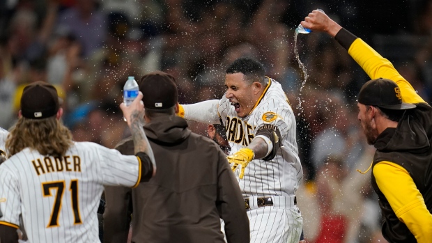 Manny Machado and Padres celebrate Manny Machado and Padres celebrate