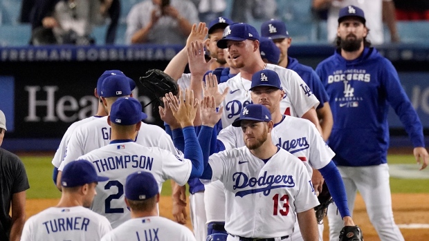 Dodgers celebrate , The Canadian Press Dodgers celebrate