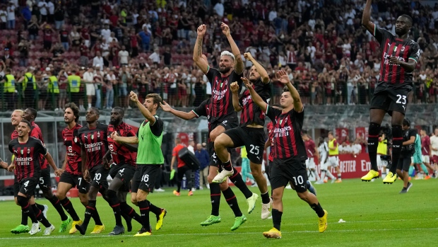 AC Milan celebrate, The Canadian Press AC Milan celebrate