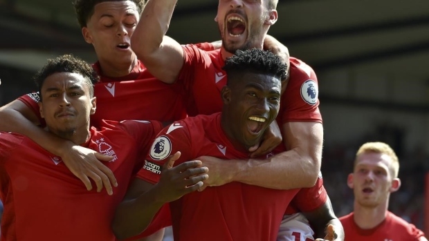 Taiwo Awoniyi and Nottingham Forest celebrates, The Canadian Press Taiwo Awoniyi and Nottingham Forest celebrates