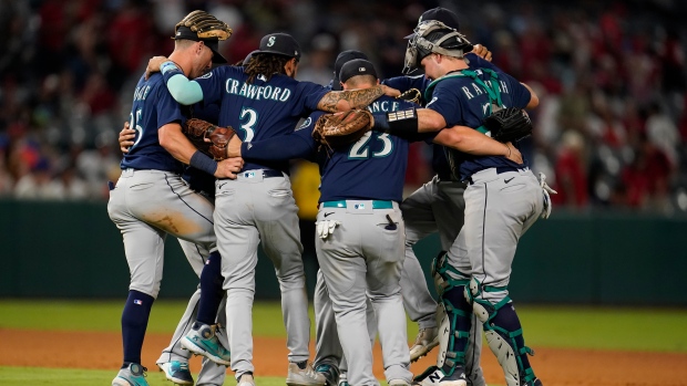 Seattle Mariners celebrate , The Canadian Press Seattle Mariners celebrate