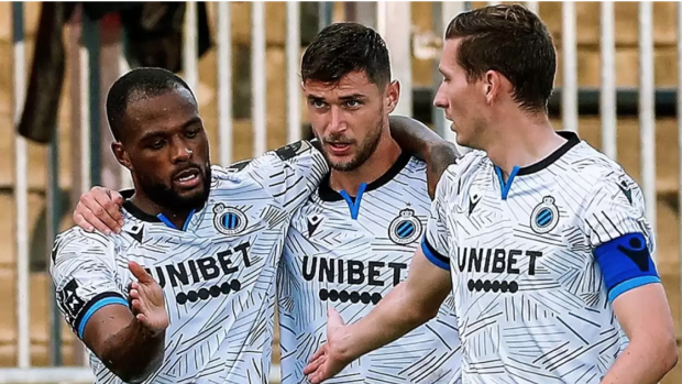 Cyle Larin (left), Club Brugge celebrate, Club Brugge Cyle Larin (left), Club Brugge celebrate