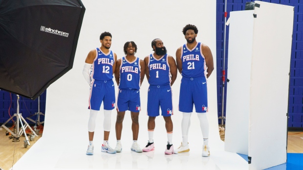 Tobias Harris Tyrese Maxey James Harden Joel Embiid, The Canadian Press Tobias Harris Tyrese Maxey James Harden Joel Embiid