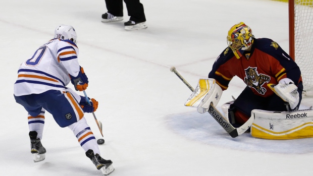 Yakupov dekes on Luongo, The Canadian Press Yakupov dekes on Luongo