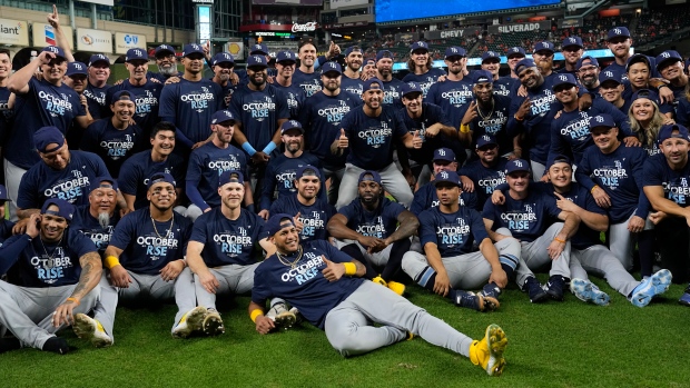 Tampa Bay Rays celebrate, The Canadian Press Tampa Bay Rays celebrate