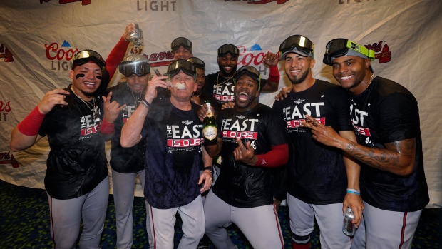 Atlanta Braves celebrate NL East title, The Canadian Press Atlanta Braves celebrate NL East title
