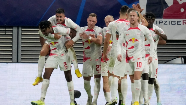 RB Leipzig celebrates, The Canadian Press RB Leipzig celebrates
