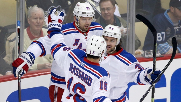 Derick Brassard, Rick Nash, Mats Zucarello, The Canadian Press Derick Brassard, Rick Nash, Mats Zucarello