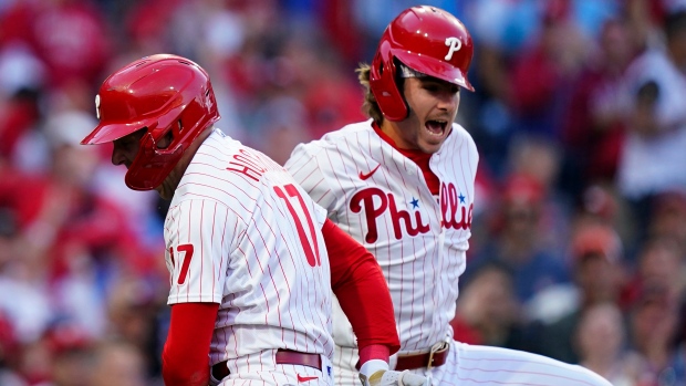 Bryce Harper And Rhys Hoskins Philadelphia Phillies Rhys Bryce