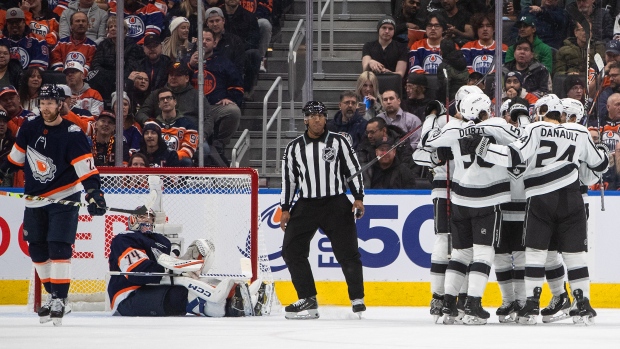 Moore's hat trick leads the way as Kings defeat struggling Oilers