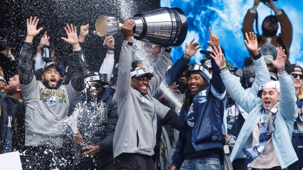 Grey Cup champion Argos hold rally to celebrate win