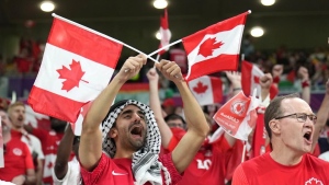 Canadian fans celebrate Davies' historic FIFA World Cup goal